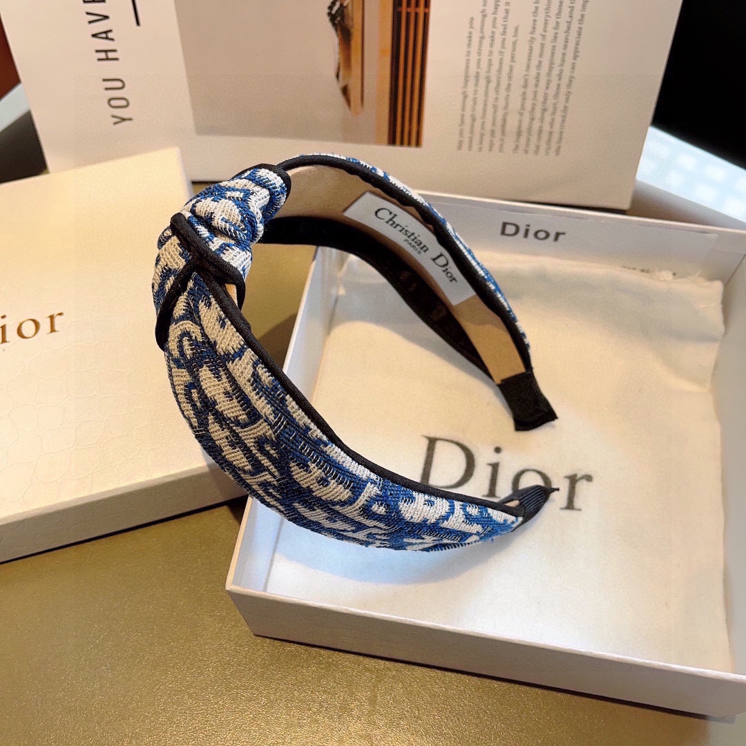 DIOR ディオール ヘアバンド ディオール オブリーク 限定カラー ブルー/ホワイト 全2色 - 画像 7