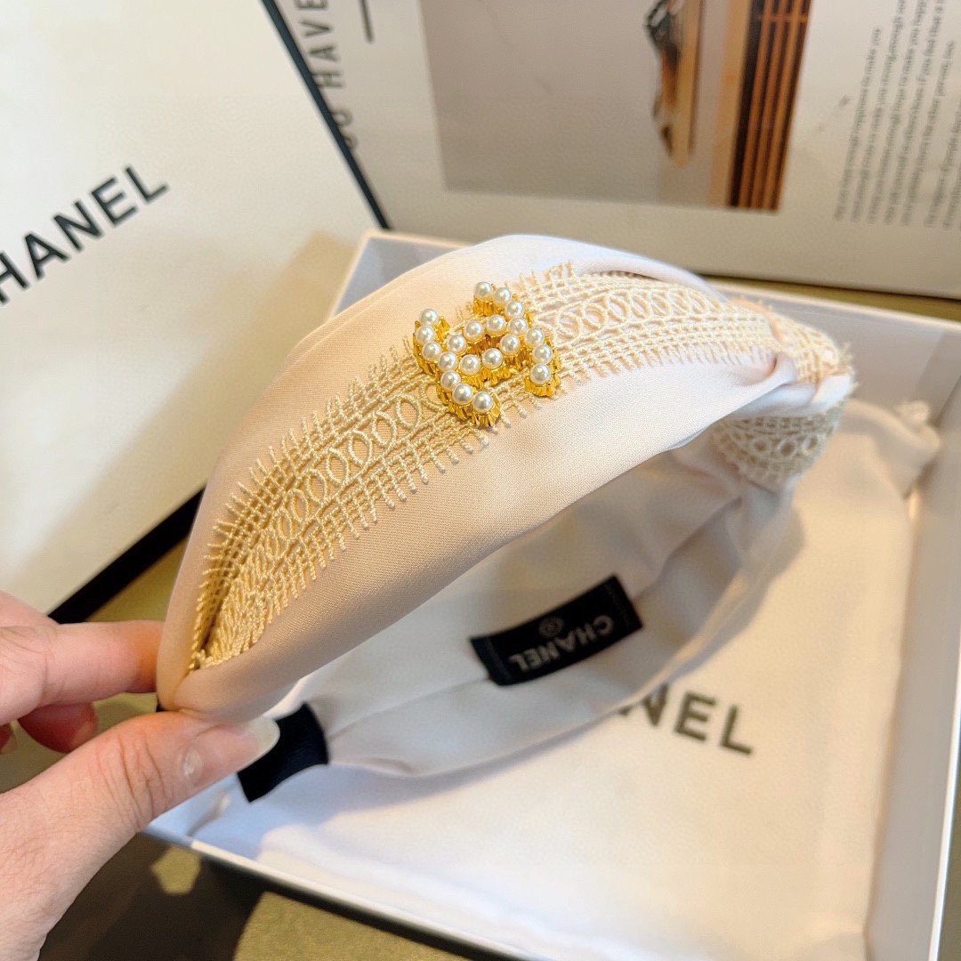 CHANEL シャネル ヘッドバンド レース ピンク シルク 本革 通勤 通学 全1色 - 画像 6