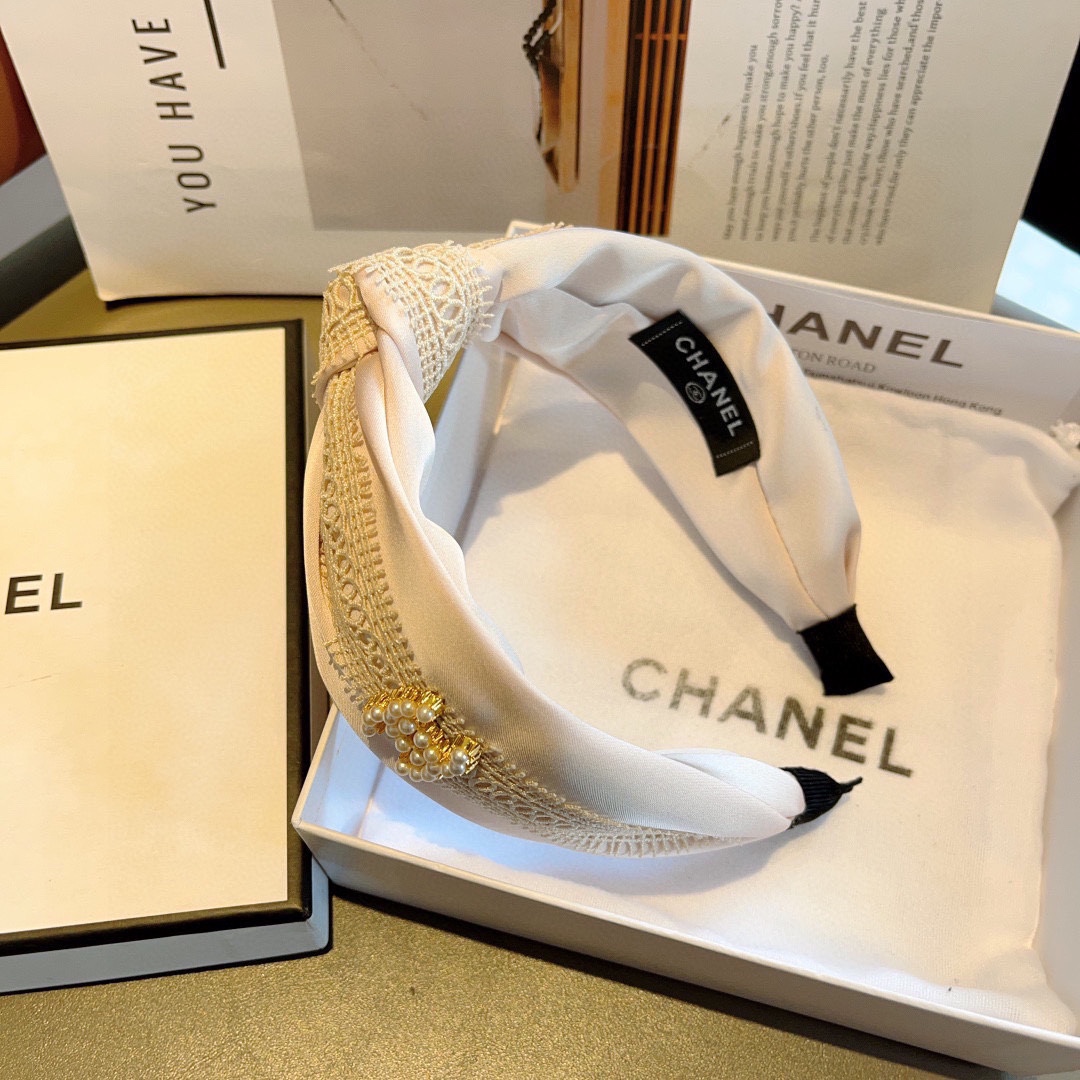 CHANEL シャネル ヘッドバンド レース ピンク シルク 本革 通勤 通学 全1色 - 画像 7