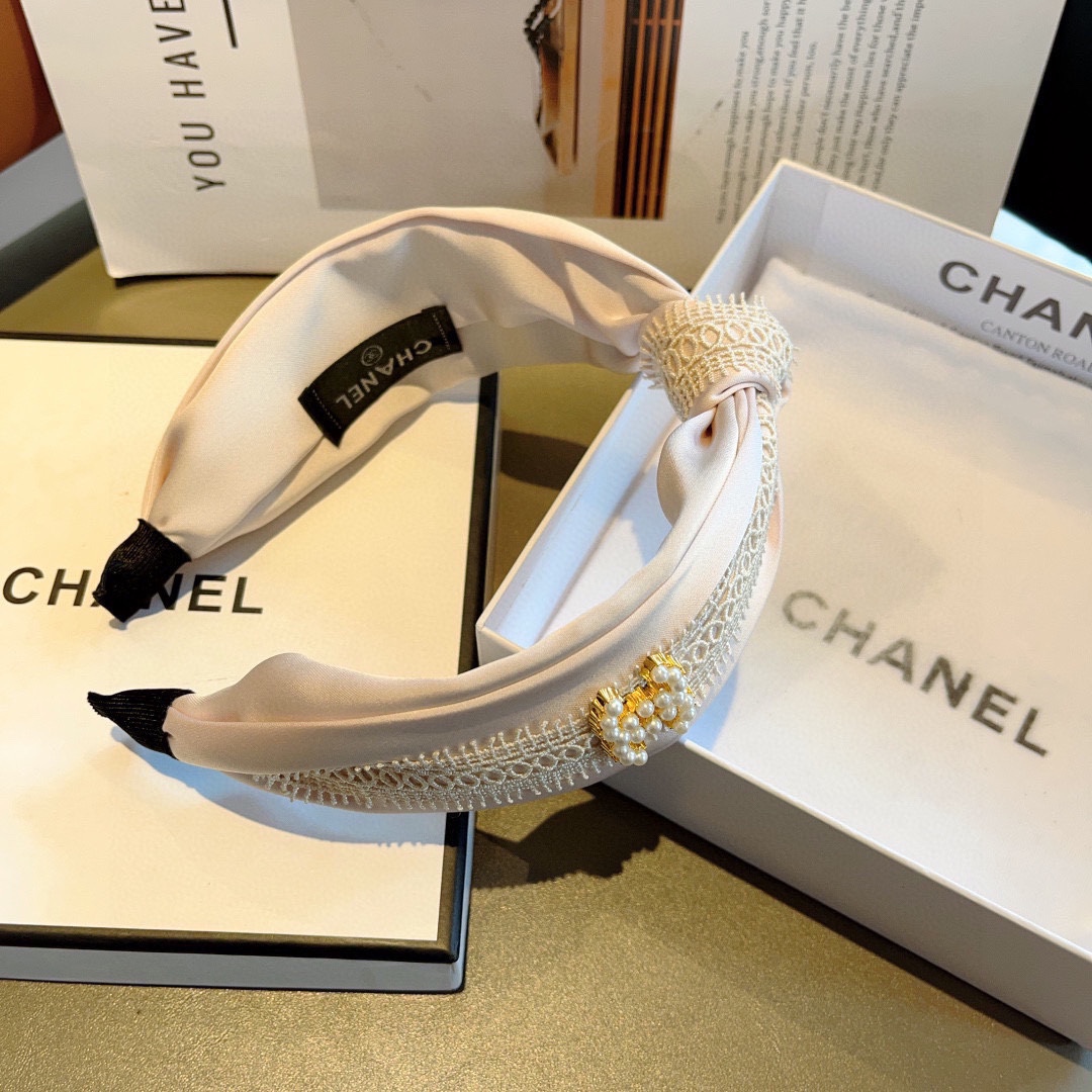 CHANEL シャネル ヘッドバンド レース ピンク シルク 本革 通勤 通学 全1色 - 画像 8