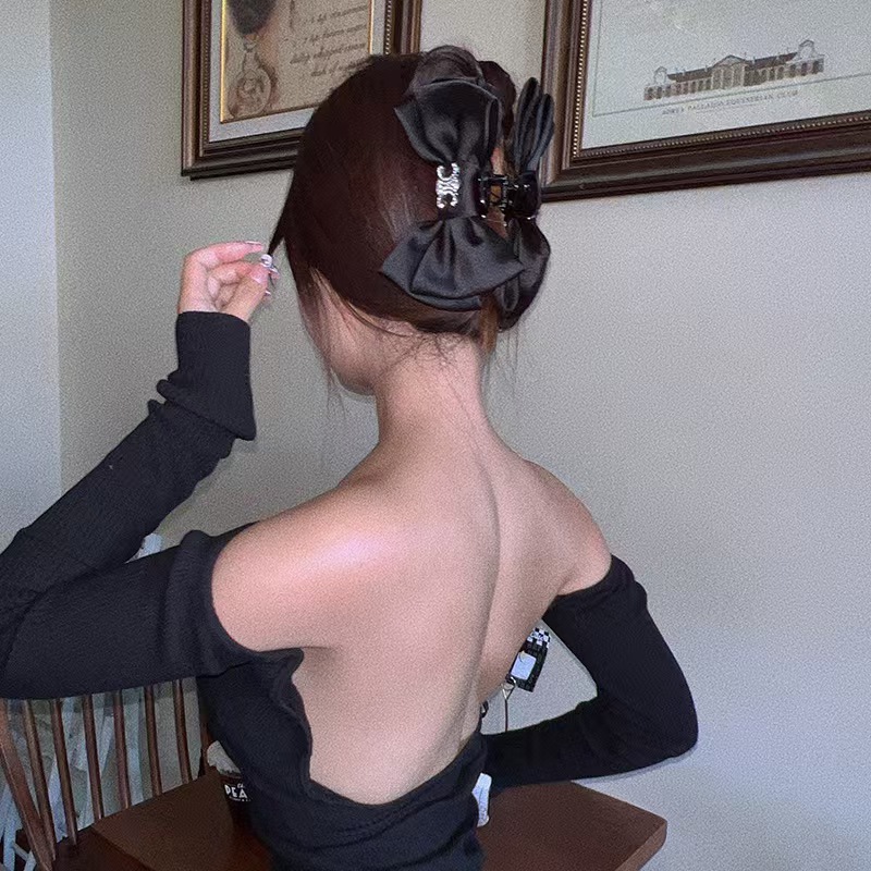 CELINE シャネル ヘアクリップ ファッション リボン ブラック ホワイト 全2色