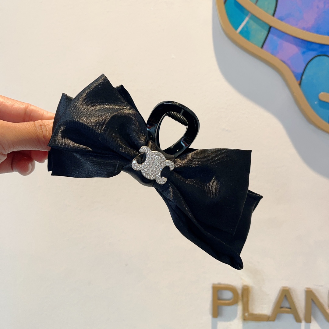 CELINE シャネル ヘアクリップ ファッション リボン ブラック ホワイト 全2色 - 画像 4