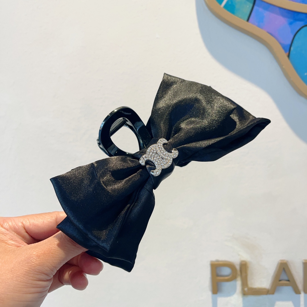 CELINE シャネル ヘアクリップ ファッション リボン ブラック ホワイト 全2色 - 画像 5