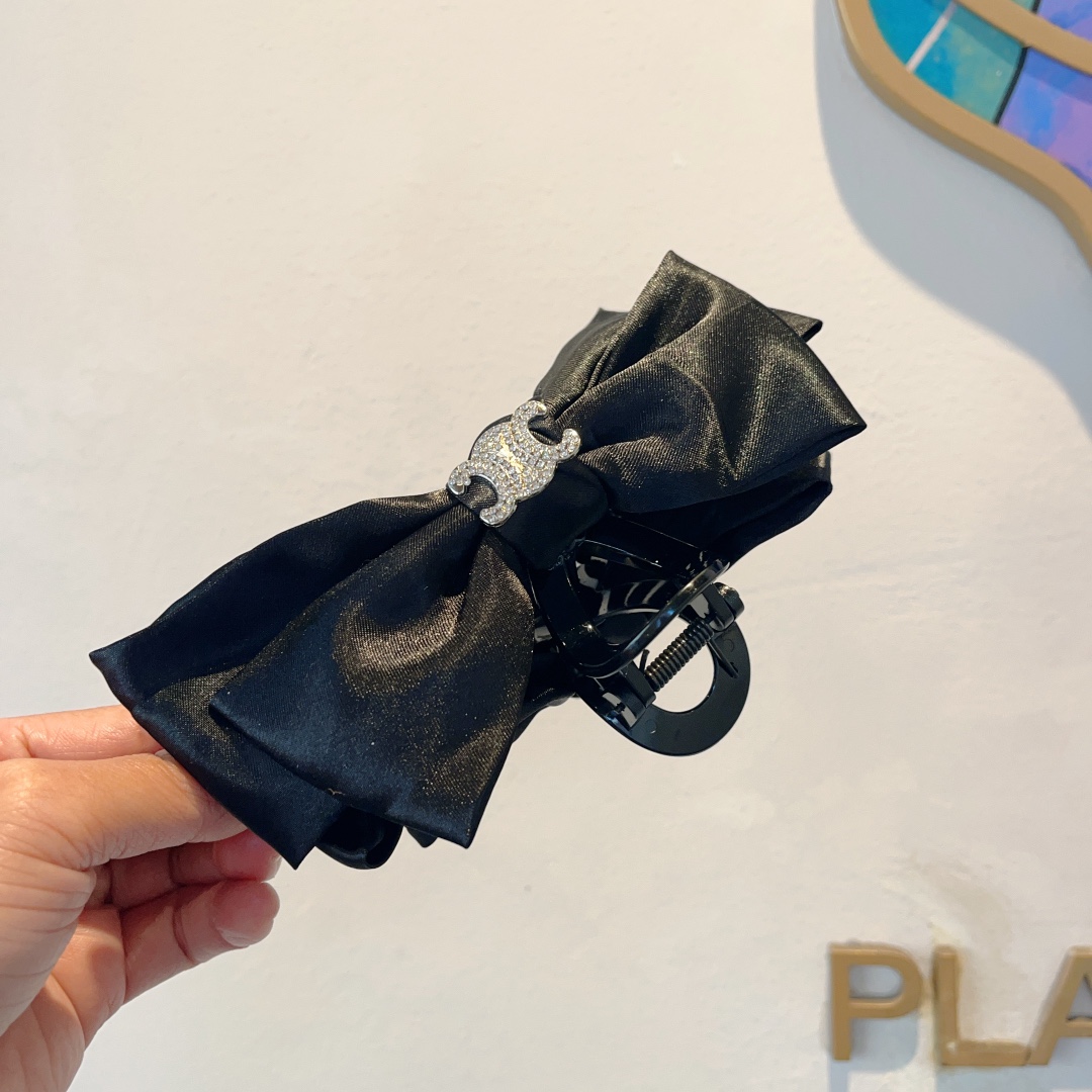 CELINE シャネル ヘアクリップ ファッション リボン ブラック ホワイト 全2色 - 画像 6