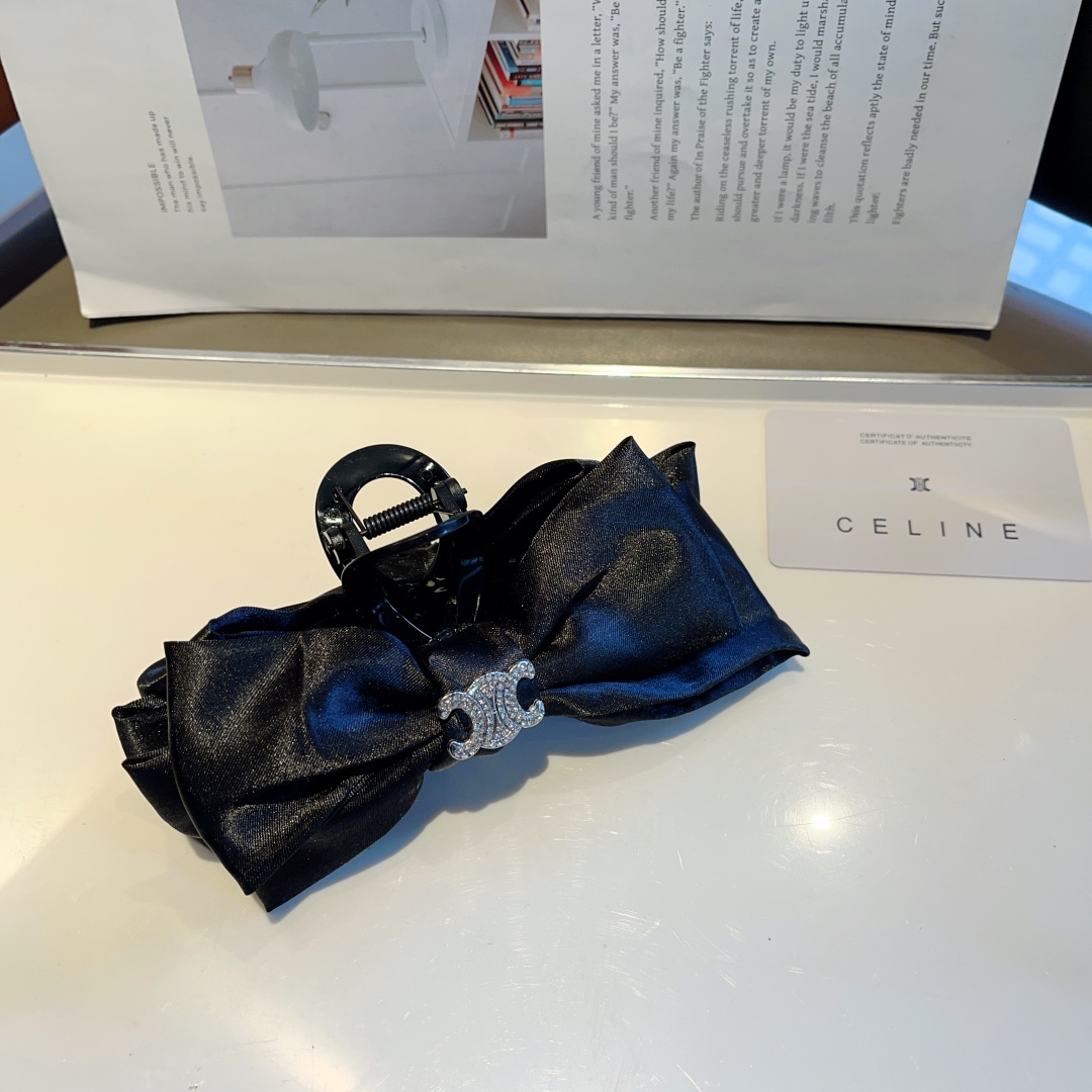 CELINE シャネル ヘアクリップ ファッション リボン ブラック ホワイト 全2色 - 画像 7