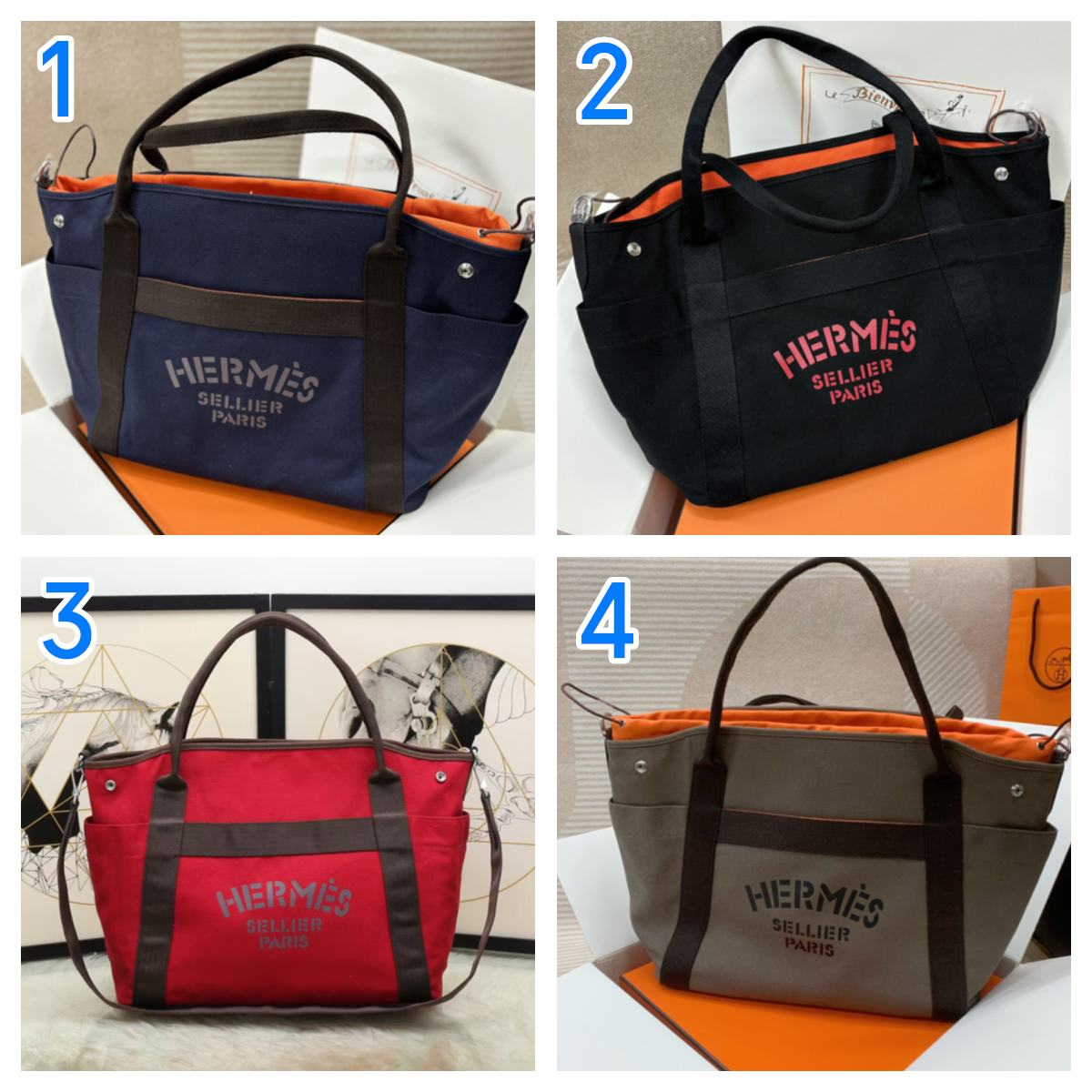 ハーフ手縫い　エルメス　Hermes　サックドパンサージュ グルーム　キャンバス　男女兼用　2WAYバッグ　マザーズバッグ　トートバッグ　ハンドバッグ　ストラップ付 　4色