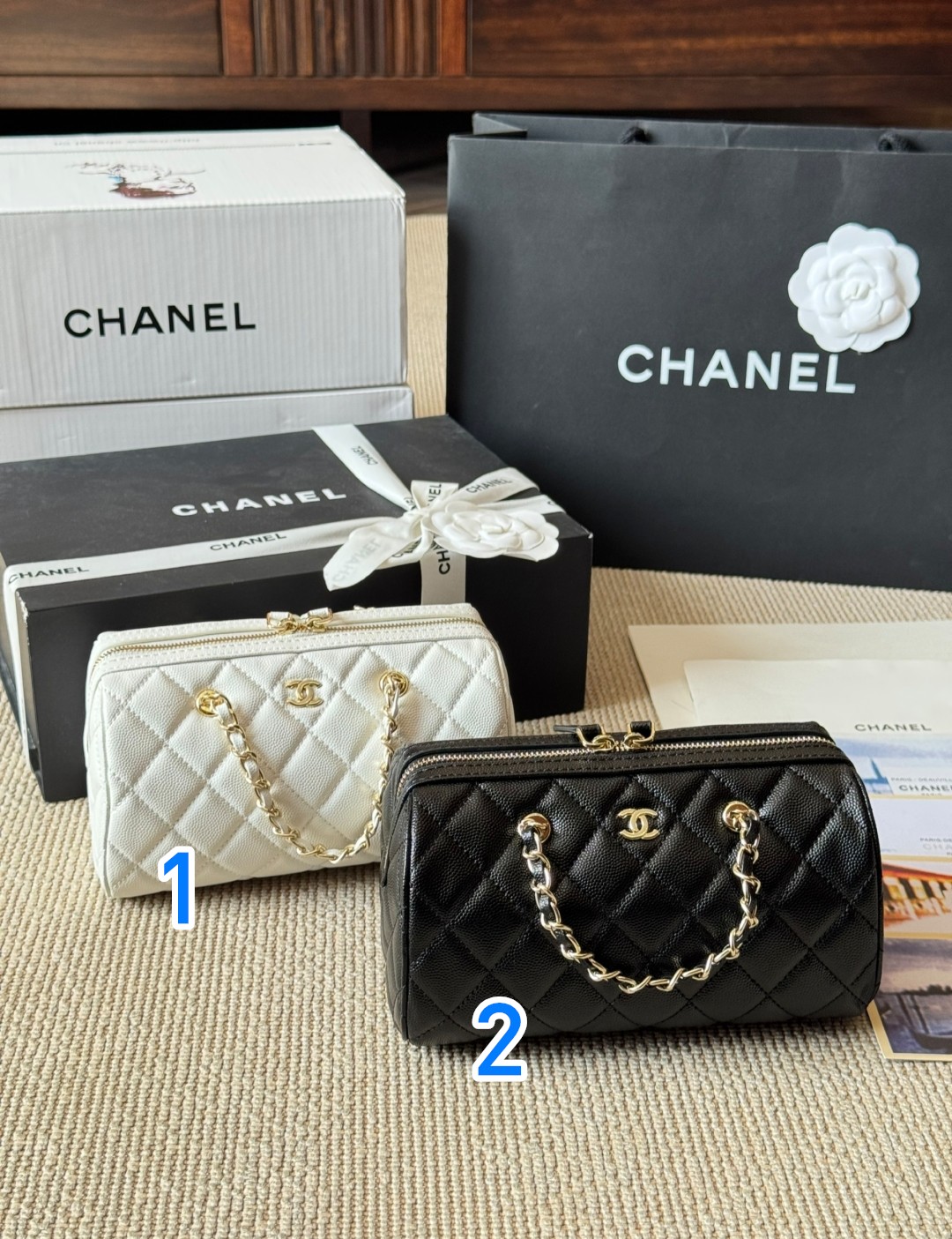 CHANEL シャネル ディケア ロングポシェット ショルダーバッグ ホワイト/ブラック2色入 🖤🤍