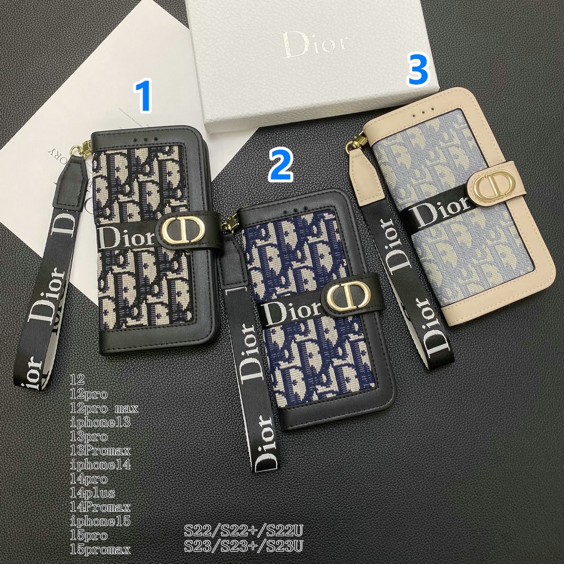 DIOR 　ディオール　手帳型ケース　スマホケース　アイフォンケース　セシルマクビー手帳ケース　スマホカバー　手帳型　おしゃれ　3色