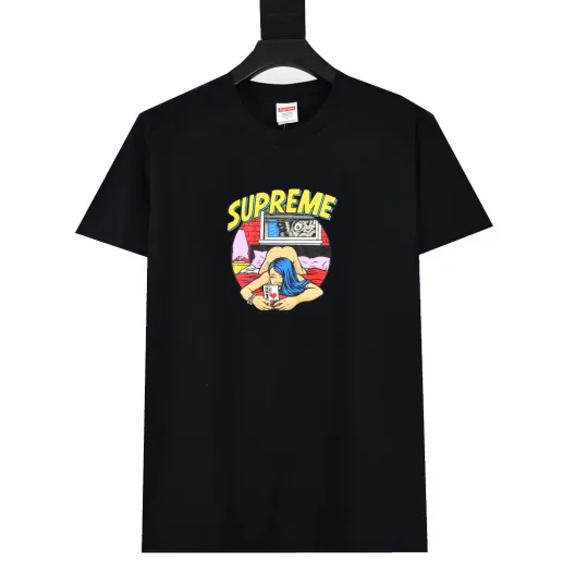 SUPREME スープレム メンズ 半袖Tシャツ 本革 100%コットン 全2色