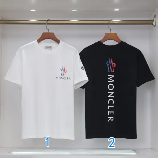 モンクレール　MONCLER　半袖シャツ　黒/白　メンズシャツ　クルーネックシャツ　プリントシャツ　2色　S一XXXL