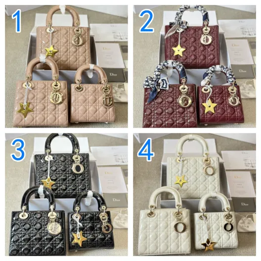 クリスチャンディオール　レディ ディオール バッグ  Christian Dior　可愛いLady Dior Bag 　　ミニ/スモール/ミディアム　バッグ　 女性　ショルダーバッグ　レザー 　ハンドバッグ　4色