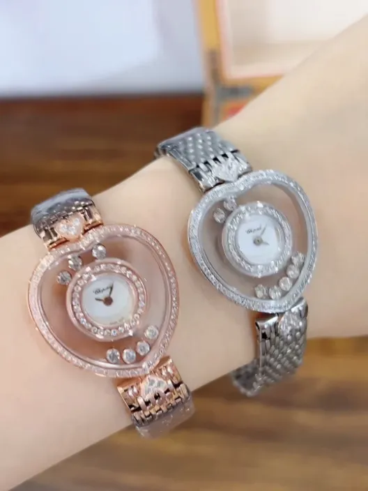 CHOPARD ショパール ハッピーダイヤモンド 腕時計 レディース 心型 ダイヤモンド プラチナ ローズゴールド 全2色