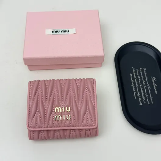 miumiu ミュウミュウ ミニ財布 ファブリック柄 キャンバス ピンク
