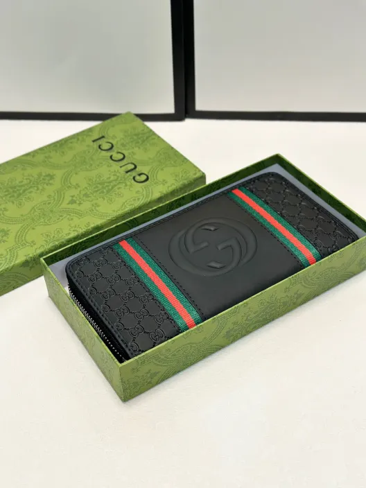 GUCCI グッチ 長財布 ロングウォレット 黒 レザーポーチ 20x10cm
