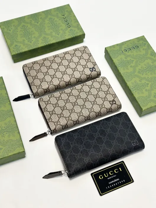 GUCCI グッチ グッチ インフォメーション長財布 ブルー グレー カーキ 全3色
