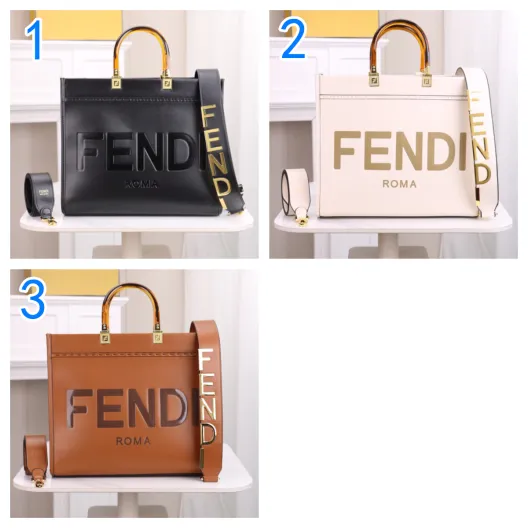 FENDI　フェンディ　サンシャイン ミディアム　shine tote　レザーショッパー　トートバッグ　手提げ　ショルダーバッグ　3色選択可