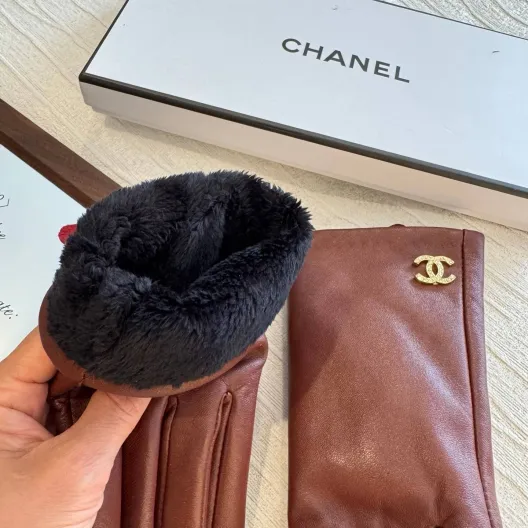 Chanel シャネル 本革手袋 レディース 防寒 保温 暖かい ブラウン ギフト プレゼント 通勤 通学