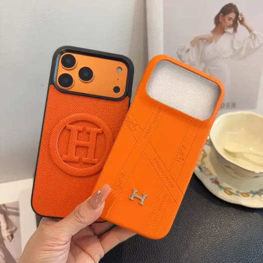 Hermes アルマーニ iPhone 18シリーズ対応 iPhoneケース スマホケース レディース ロゴ付き オレンジ