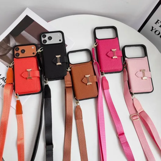 HERMES 愛馬仕 iPhone 18シリーズ対応 iPhoneケース スマホケース レディース ロゴ ハンドバッグ風 カード収納付き ショルダー付き ブラッ