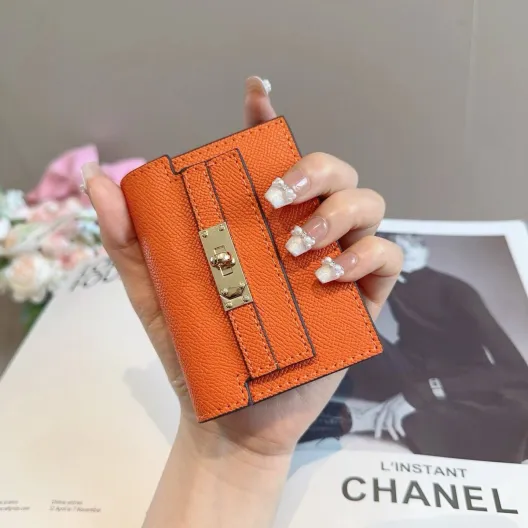 Hermes 愛馬仕 iPhoneケース スマホケース iPhone 18シリーズ対応 レディース ファンクション カード収納 オレンジ