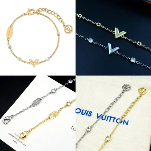 LOUIS VUITTON ルイヴィトン レディース ブレスレット エセンシャル V メタル ロゴネックレス ブランドアクセサリー プチギフト
