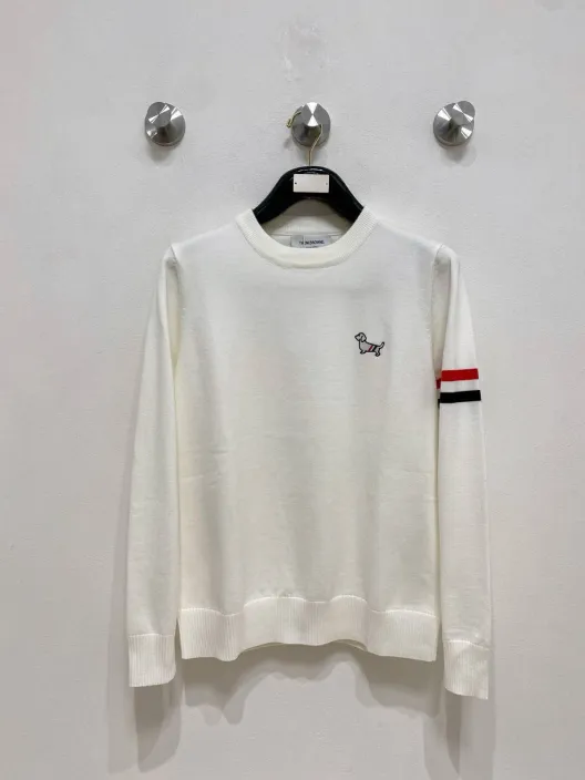 THOM BROWNE メンズ ニット クルーネック ローゲージ ワッフル編み ニットプルオーバー ブラック M 3XL
