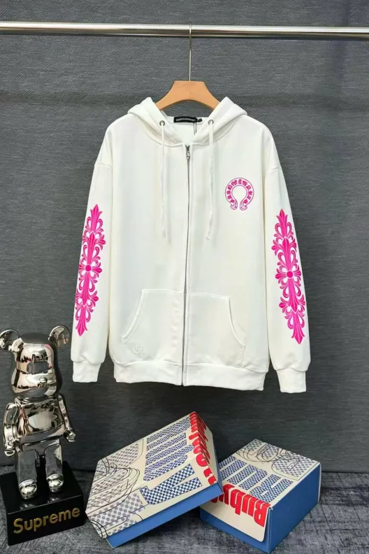 CHROME HEARTS クロムハーツ メンズ ブルゾン フーデッドジャケット ロゴワッペン フルジップ ナイロン マウンテンパーカー ブラック ホワイト