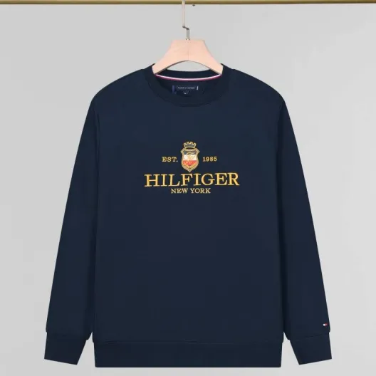 TOMMY HILFIGER トミーヒルフィガー メンズ クルーネックスウェット ロゴプリント フロントロゴ リブ仕様 オーバーサイズ ブラック グレー