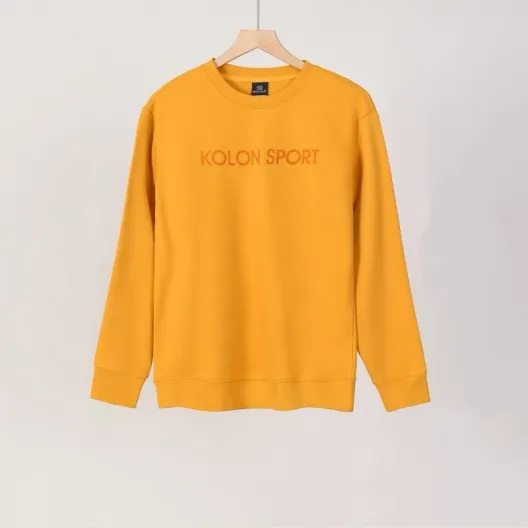 KOLON SPORT コロンスポーツ メンズ スウェット トレーナー クルーネック ロゴプリント ヘビーウェイト フロントロゴ オーバーサイズ オートミール