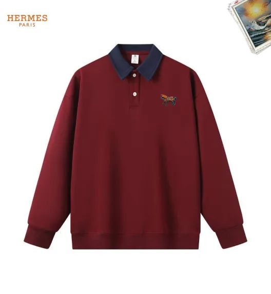 HERMES ヘルメス メンズ スウェット トレーナー クルーネックスウェット 胸ロゴ ロゴプリント オーバーサイズ メンズ オートミール