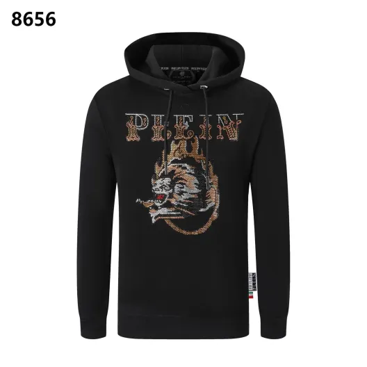 PHILIPP PLEIN フィリッププレイン メンズ パーカー プルオーバー フロントロゴ オーバーサイズ ブラック