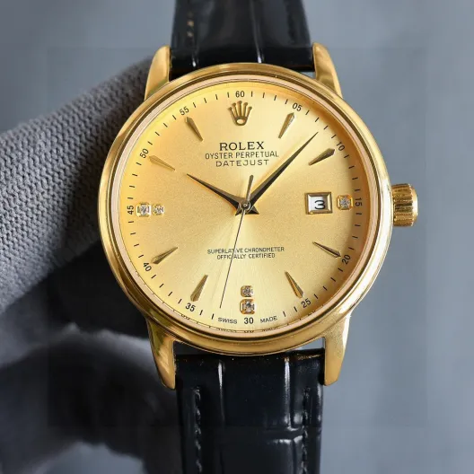 Rolex ロレックスロレックス風 メンズ腕時計 藍宝石ガラス 100m防水 高級皮革ベルト✨⌚💎🔥💼
