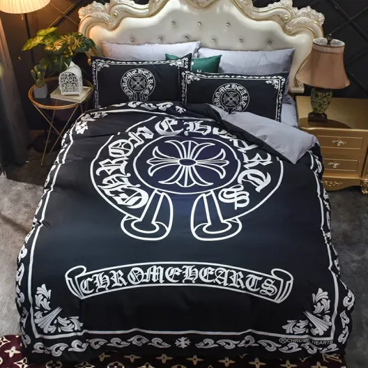 CHROME HEARTS クロムハーツ　掛け布団カバーセット4点　ダブルサイズ/キングサイズベッド　綿生地ベッドカバー　新居寝具用品