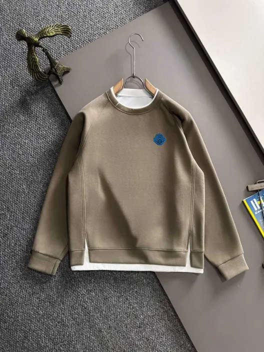 Louis Vuittonロエベ ロゴ刺繍 ブラウン 半袖 メンズスウェットシャツ 4色入