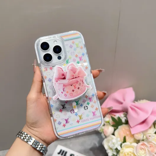 iPhoneケースルイヴィトン ロゴ ピンク ポップアップ ポーズ カバー 3色入 🌈