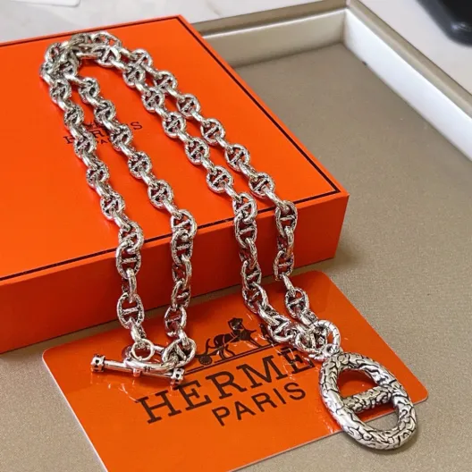 HERMES ネックレス 4色入 💎 銀色 メンズ レディース 32cm 38cm 45cm