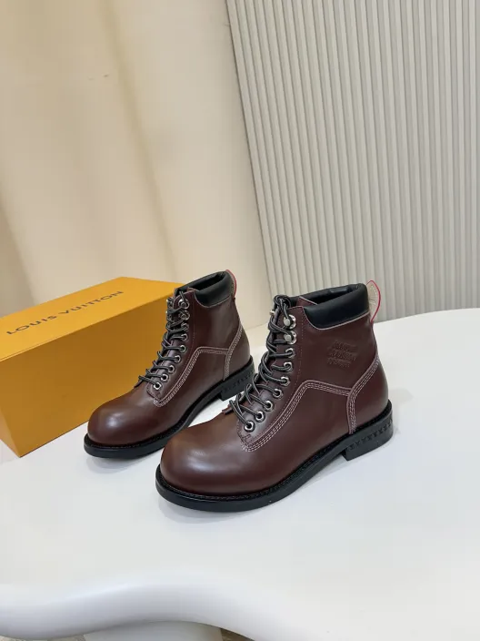 ルイ・ヴィトン メンズ ブーツ ブラウン 2色 レザー 革 本革 ハイカット メンズ ブーツ 40 サイズ 🧦