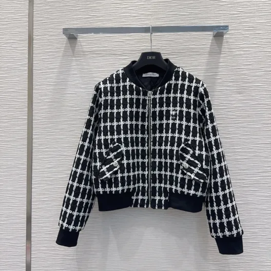 DIOR チェック柄 バンダージャケット 【新品】ブラック レディース 36 (全3色)