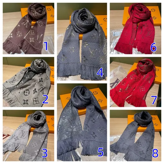 ルイヴィトン　LOUIS VUITTON MUFFLER　レディース　人気定番マフラー　冬定番マフラー　メンズもおすすめ　マフラー　エシャルプ・ロゴマニア マフラー　モノグラム　8色入れ