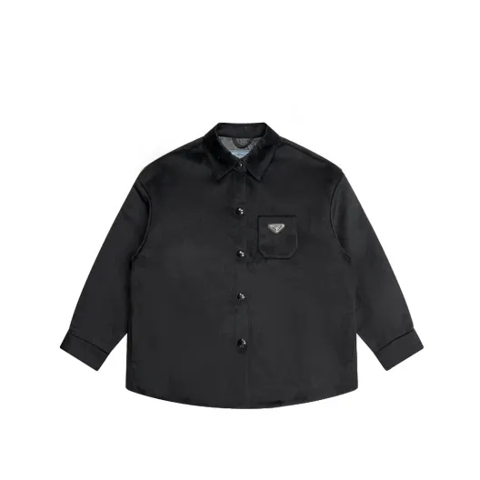PRADA ブラウス オーバーサイズ ファッションアイテム ミニサイズ ブラックレザー
