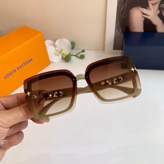 LV ルイヴィトン サングラス フレーム ブラウン ダイカット プラスチック 軽量 通勤 レディース ブラック