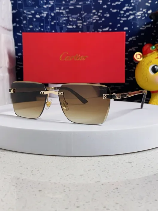 Cartier カルティエ サングラス フレームレス オーバル メンズ レディース 男女兼用 ブラック ブラウン レッド グリーン パープル ブルーレイ 全6色展開