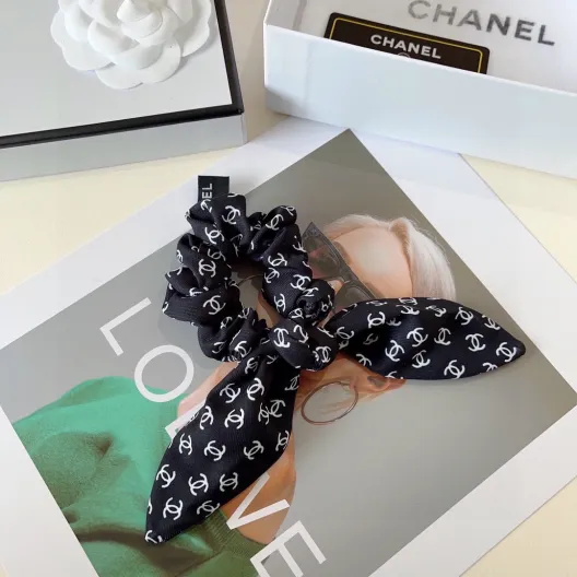 CHANEL シャネル ヘアアクセサリー ヘアゴム ブラック ホワイト 全2色